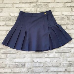 QMack Navy Blue Pleated Wrap Skirt - Size S